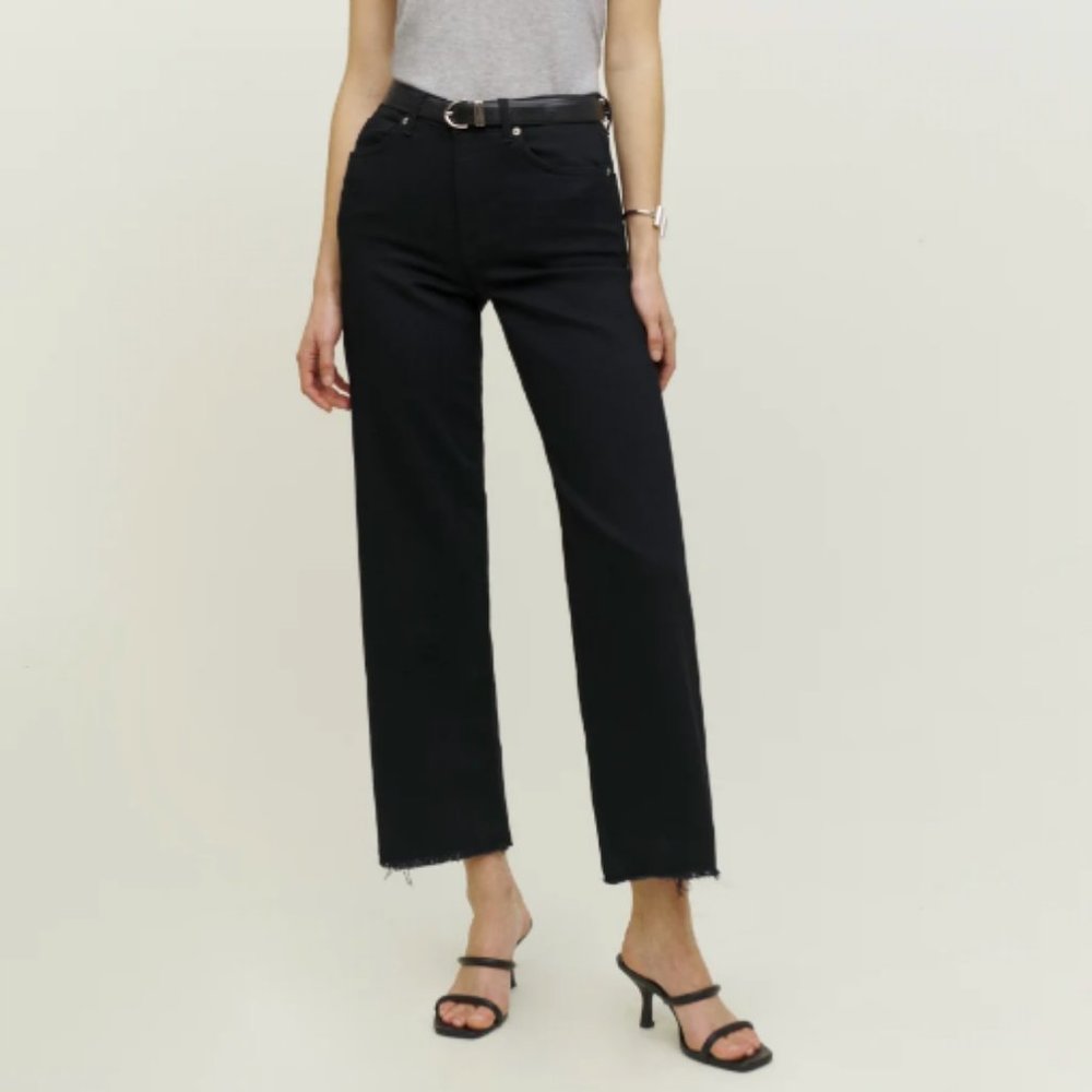 Reformation Emma High Rise Wide Leg Jeans Black Size 29